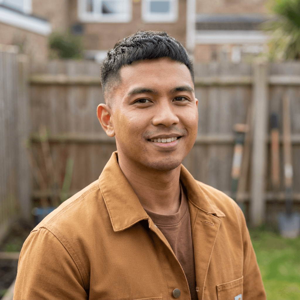 David Chen standing in a warehouse setting